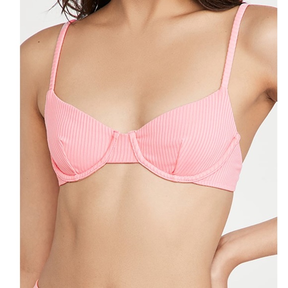 Madewell Bikini Set- Second Wave Ribbed Bikini Top and Bottom - Rose Petal - Picture 4 of 7